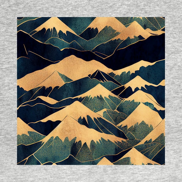 Moutains Golden ans Blue Tones by SusanaDesigns